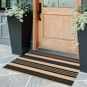 lot 16271 image: OJIA Front Door Mat Outdoor 24x35 Machine Washable Front Door Rug Entry Rug Indoor Outdoor Rugs Doormat Cotton Hand-Woven Striped Small Area Rugs for PorchBathroomFarmhouseHome Entrance