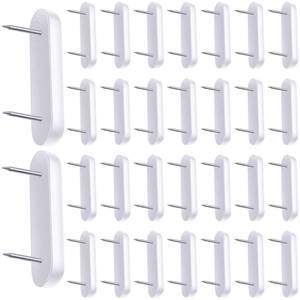 lot 16305 image: Plastic Head Double Pins Bed Skirt Holding Pins White Furniture Chair Leg Pins Glide Nails Holding Pins for Slipcovers and Bedskirts (30 Pieces)