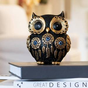 lot 16309 image: Owl Statue Home Decor Accents With Evil Eye.Black Owl decor For Bookshelf,Bedroom,Living Room,Office,Table and Shelf.Vintage Owl Figurines Gifts For Owl And Birds Lover.Cute Small Animal Sculptures.