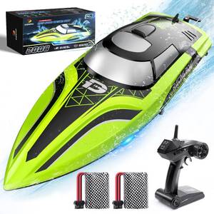 lot 16314 image: DEERC RC Boat with LED Light, 30 Mins, Self Righting Remote Control Boat for Pools & Lakes, 20 MPH, 2.4GHz Racing Boats, 2 Battery, Pool Toys for Kids, Radio Controlled Watercraft