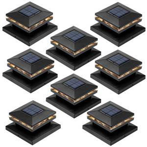 lot 16315 image: Viewsun 8 Pack Solar Post Lights, Outdoor Fence Post Cap Light Solar Powered Caps for Deck, Patio, Garden Decor, Warm White High Brightness SMD LED Lighting, Lamp Fits for 4x4 or 6x6 Wooden Posts
