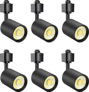 lot 16322 image: VANoopee 6 Pack 10W Dimmable LED Track Lighting Heads H Type Track Light Replacement Fixtures Bright 3000K Warm White Ceiling Spotlight for Accent Task Art, Flicker Free CRI90 24° 800lm Black