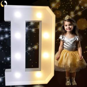 lot 16332 image: Pooqla 3FT Marquee Light Up Letters, Cool White and Warm White LED Letters Big Mosaic Marquee Letters 3 Feet, Giant Letter Sign for Balloons Birthday Anniversary Wedding Party Decoration, Letter D