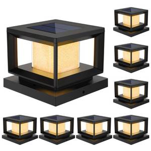 lot 16336 image: Mlambert 8 Pack Solar Post Lights Outdoor, Waterproof Fence Cap Lights for Deck, 4x4 6x6 Wooden Vinyl Outdoor Lights with Shinning Effect, Black
