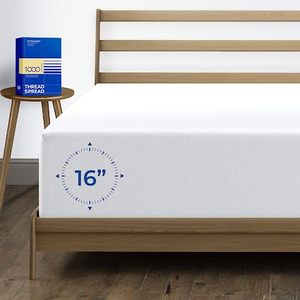 lot 16337 image: Thread Spread Luxury Egyptian Cotton King Fitted Sheet Only - 1000-Thread-Count 16 Deep Pocket King Fitted Sheet, Soft, Smooth, Cooling, Sateen Weave, Extra Long Staple King Size Fitted Sheet - White