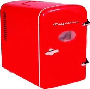 lot 16350 image: Frigidaire RED EFMIS129- CP4 Mini Portable Compact Personal Cooler, 4 Liter Capacity Chills Six 12 oz Cans, 100% Freon-Free & Eco Friendly, Includes Plugs for Home Outlet & DC Charger, standard