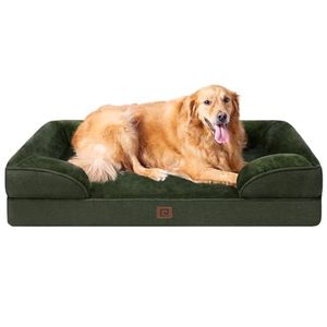lot 16354 image: EHEYCIGA Orthopedic Dog Beds for Extra Large Dogs, Waterproof Memory Foam XL Dog Bed with Sides, Non-Slip Bottom and Egg-Crate Foam Big Dog Couch Bed with Washable Removable Cover, Dark Green