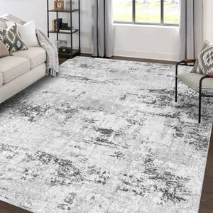 lot 16355 image: Area Rugs 5x7 Living Room Large Modern Abstract Washable Rug Soft Anti-Skid Non-Shedding Carpet Indoor Floor Thin Carpets for Bedroom Dining Room Farmhouse Nursery Home Office White Grey Black - Retail $84.32