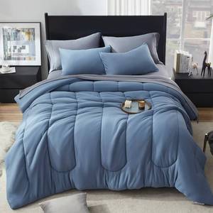 lot 16356 image: SLEEP ZONE Bedding Set for King Size, 3 Pieces Comforter Sets for Family, Bedroom, Guestroom, Super Soft and Skin Friendly for Adults and Children, Washable (Stone Blue, King)