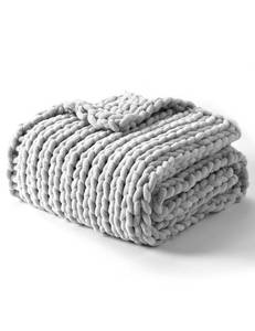 lot 16357 image: YnM Chunky Throw Blanket, Hand Knitted with Chenille Yarn, Skin Friendly, Ventilated and Breathable, Machine Washable, Home Dcor Piece for Couch, Sofa and Bed (Glacier Grey, 50x60 Inch)