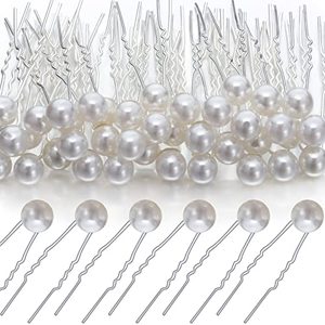 lot 16375 image: 40 Packs Pearl Hair Pins Bridal Wedding Pearl Hair Accessories White Pearl Bobby Clips for Brides and Bridesmaids Hair Style