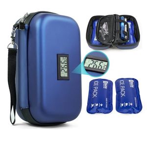 lot 16389 image: Gosemai Insulin Cooler Travel Case TSA Approved Medication Diabetic Cooler For Travel With Thermometer Temperature Display Refrigerated Medicine Organizer Bag With 2 Ice Pack