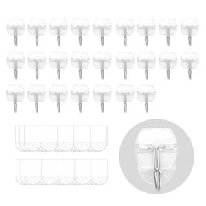 lot 16394 image: Karsbarwe 25 Hooks 30 Strips, Clear Small Wall Hooks for Hanging, Wire Toggle Hooks, Damage-Free Utility Hooks Heavy Duty with Adhesive Strips for Hanging Decorations in Living Spaces, No Tools.