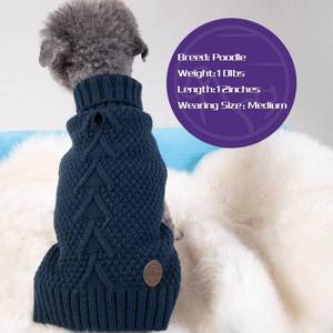 lot 16397 image: cyeollo Dog Sweater Turtleneck Knitted Sweaters with Leash Hole Fall Winter Warm Dog Clothes Pet Sweaters for Small Dogs Boy