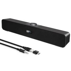 lot 16399 image: VOTNTUT Computer Speakers, Wired USB Mini Sound Bar Speaker for PC Tablets Laptop MP3 Mac AirPro (USB-C to USB Adapter Included) (Black)