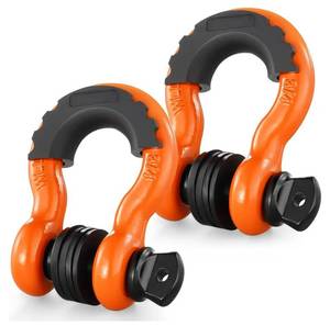 lot 16401 image: VEVOR 34 D Ring Shackle, Orange Shackles for Truck with 78 Screw Pin 62832 lbs(28.5 Ton) Break Strength Black Isolator Washers Kit, Winch Towing Shackle for Truck Jeep Heavy Duty Off Road Recovery