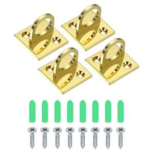 lot 16404 image: PATIKIL Pad Eye Plate U Hooks, 4 Pack Metal Ceiling Hook Wall Mount Loop with Screws Expansion Tubes Hardware Ring Hooks for Hanging Ropes in Queue Barrier, Golden