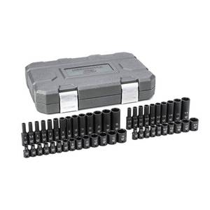 lot 16409 image: GEARWRENCH 48 Pc. 14 Drive 6 Pt. Impact Socket Set, Standard & Deep, SAEMetric - 84902 - Retail $87.99