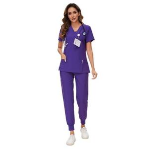 lot 16916 image: COZYFIT Scrubs for Women Set - Stretch V-Neck Scrub Top & Jogger Pant with 8 Pockets, Yoga Waistband, Anti Wrinkle, Slim Fit Women Scrubs