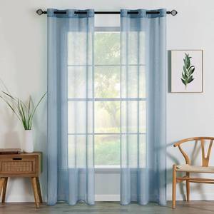 lot 16918 image: MIULEE 2 Panels Dusty Blue Semi Sheer Window Curtains Elegant Grommet Top Window Voile PanelsDrapesTreatment Linen Textured Panels for Bedroom Living Room 37X84 Inch