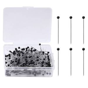 lot 16929 image: 250 Pieces Sewing Pins Ball Glass Head Pins Straight Quilting Pins for Dressmaker Jewelry Decoration, Black