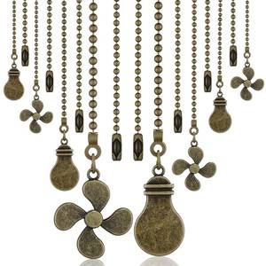 lot 16931 image: 8 Pieces Bronze Pull Chains Ceiling Fan Chain Extension Bronze Star Pull Chain Pendant 12 Inch Ceiling Moon Chain Extender Ornament with Fan and Light Bulb Chain Connector (Fresh Style)