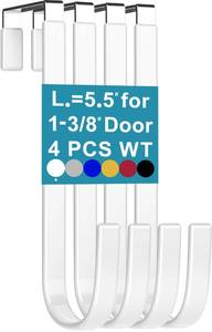 lot 16938 image: Mars-Rock Over The Door Hooks 4 Pcs L5.5 Fit 1 38 Door White Plastic Coating for Hanging Towel Robe Hanger for Bathroom Dorm Room Bunk Bed Wreath Ironing Board Holder Cute Thin Single Heavy Duty