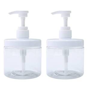 lot 16953 image: Cosywell Pump Bottle Dispenser Plastic Refillable Bottles Wide Mouth Jar Style Empty Bathroom Shower Containers for Lotion Shampoo Conditioner (Clear, 2X 500ml)