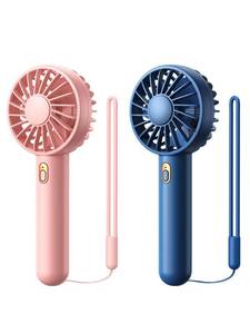 lot 16956 image: Warmco Mini Portable Fan, 2-Pack USB Rechargeable Handheld Fan, 3 Speed with Base Personal Small Desk Fan, Super Compact Cooling Fan for Makeup, Home, Office, Travel, and Outdoor Activities