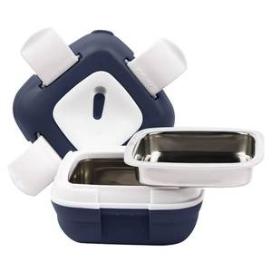 lot 16963 image: Pinnacle Lunch Box Insulated Leak Proof Lunch Box for KidsAdults - Stainless steel Thermal Bento-Style Lunch Box Container With Additional Tray for SaladSoup (Navy, 33 oz)