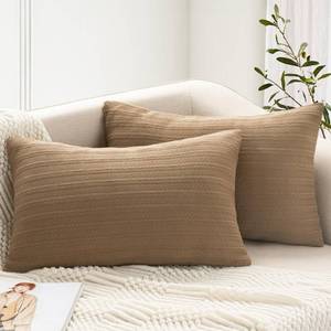 lot 16998 image: YCOLL Decorative Throw Pillow Covers 22x22 Set of 2 Super Soft Solid Patterned Knit Accent Couch Pillows Boho Pillow Cover for Couch Livingroom Bed, Camel