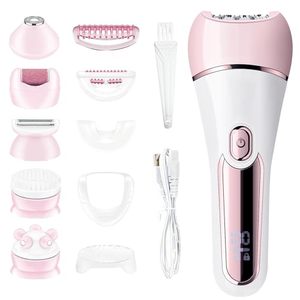 lot 16999 image: Epilator for Women, 6 in 1 Hair Removal Epilator, Shaver, Face Razor, Facial Brush, Face Massage and Body Exfoliator,IPX7 Waterproof Rechargeable Hair Removal for Women (Pink)