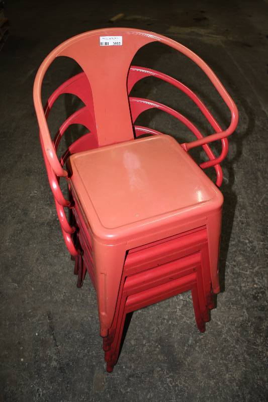 lot 3693 image: Metal Stackable Patio Chairs - 4