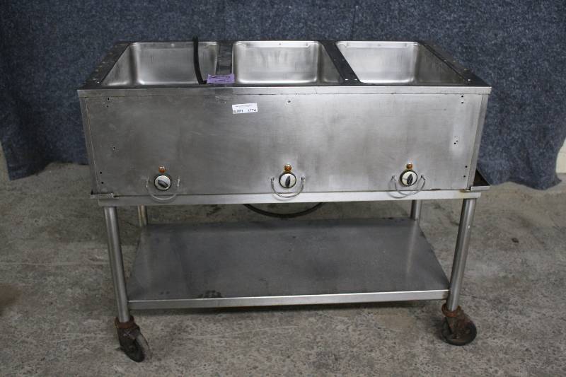lot 3774 image: 3 Bay Steam Table on Casters