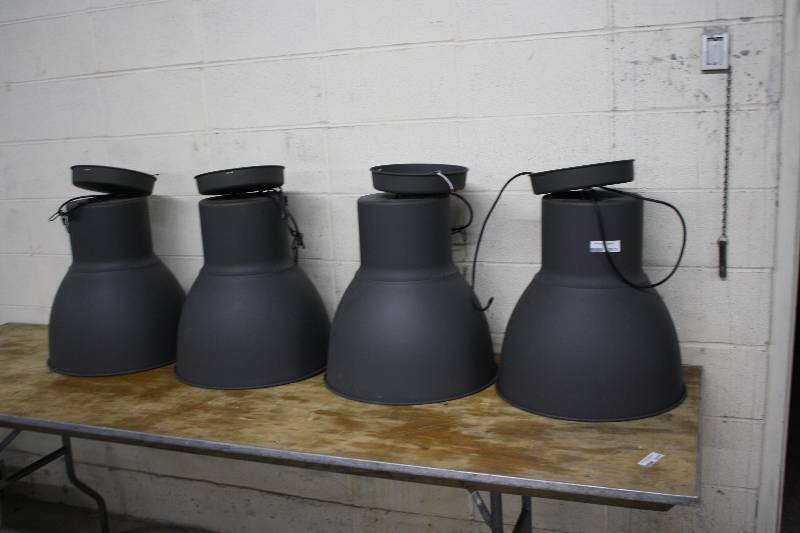 lot 3813 image: 4 Large Metal Shades Light Fixtures
