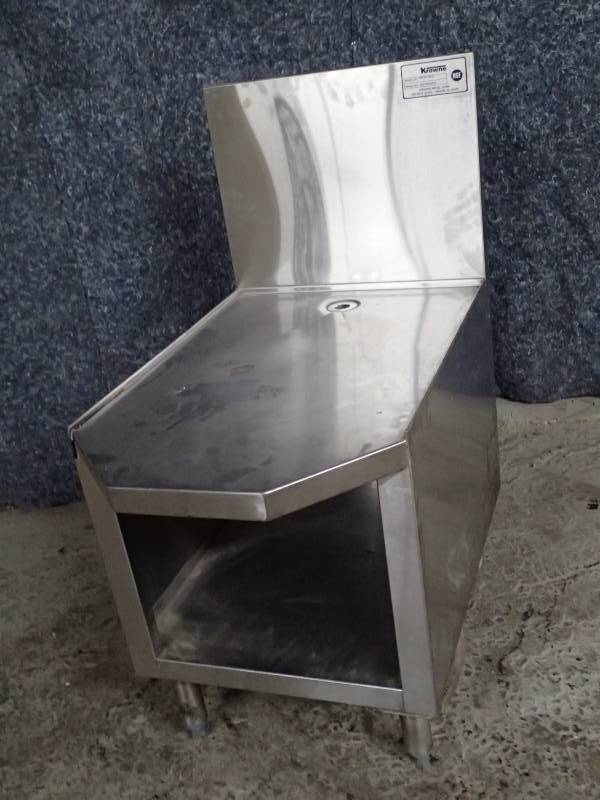 lot 3706 image: Stainless Steel Bar Back Utility Table w Drain