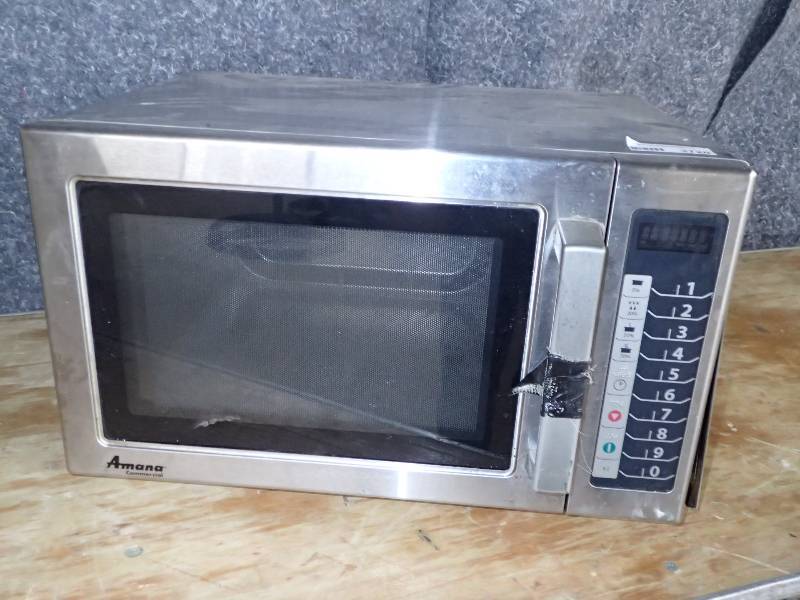 lot 3720 image: Amana Stainless Microwave