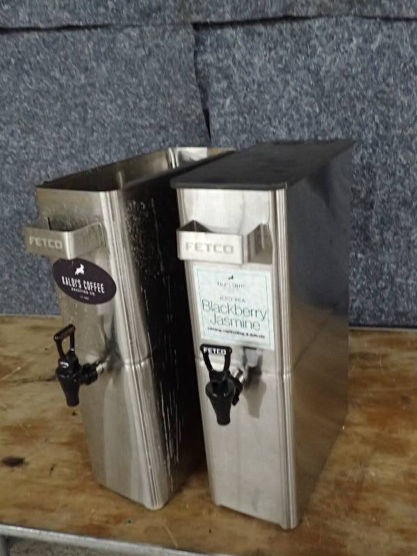 lot 3747 image: (2) Fetco Stainless Steel Coffee Dispensers