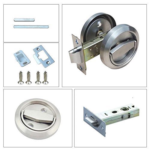 lot 1018 image: Stainless Steel 304 Door Lockers Doorknobs Ring Doors Pulls Furniture Corridor Hidden Recessed Install Cup Door Lock Privacy Sliding Door Latch Locks Pack of 1 Retail $28.79