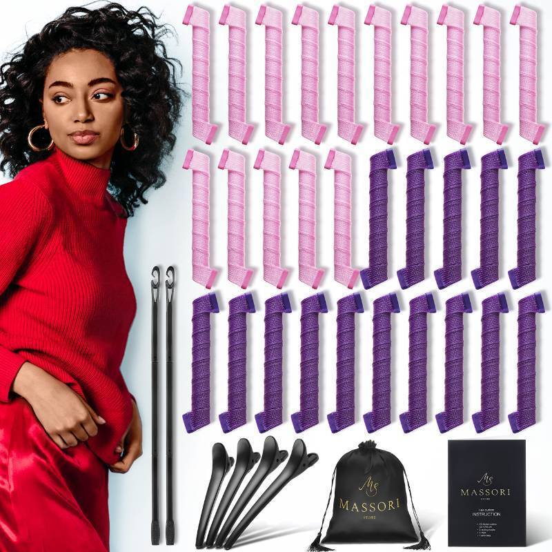lot 1118 image: 30PCS Hair Spiral Curlers for Long Hair 2255cm - No Heat Curlers For Long Hair - Retail $30.84