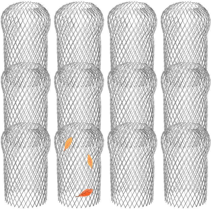 lot 1139 image: 12 Pack Gutter Strainer, 4 Inch Expandable Gutter Downspout Guards, Aluminum Mesh Gutter Filter Strainer, Stop Blockage Leaves Debris, Fits for 1.7W - 4W Holes Retail $21.56