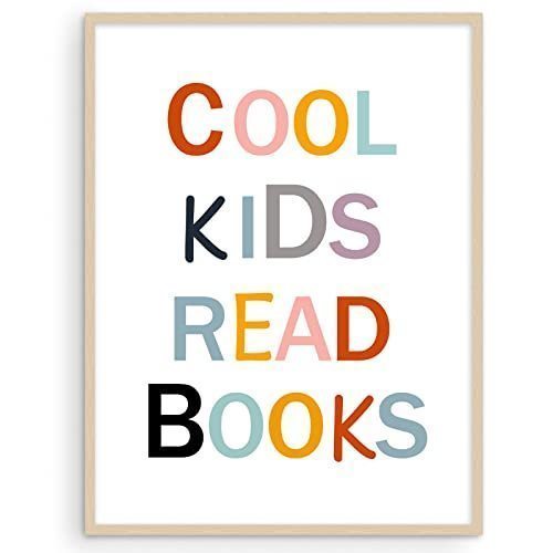 lot 1228 image: Cool Kids Read Books Poster Quote Sign Book Lover Gift Playroom Inspirational Classroom Art Print Read Corner Sign Reading Wall Art Canvas for Kids Room Decor No Frame Retail $15.39