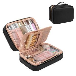 lot 1288 image: OCHEAL Makeup Bag, Makeup Travel Bag Large Capacity Waterproof Cosmetic Organizer Bag with Makeup Brush Compartment & Handle for Women Girls Travel Toiletry Accessories-Black Retail $24.99