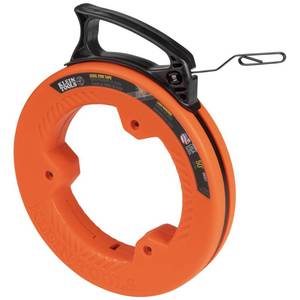 lot 1001 image: Klein Tools 56331 50-Foot Electrical Fish Tape, Steel Wire Puller with Double Loop Tip, Optimized Housing and Handle, 18-Inch Retail $39.05