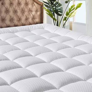 lot 1006 image: MATBEBY Bedding Quilted Fitted King Mattress Pad Cooling Breathable Fluffy Soft Mattress Pad Stretches up to 21 Inch Deep, King Size, White, Mattress Topper Mattress Protector Retail $52.69