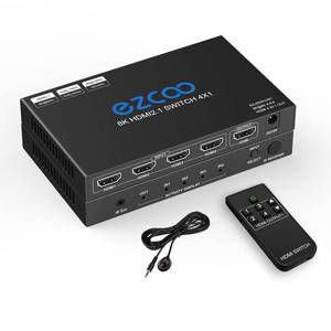 lot 1012 image: HDMI Switch 8K 4x1 4K 120Hz VRR GSync CEC ARC Atmos - HDMI 2.1 Switcher 4 in 1 Out 240Hz 144Hz HDCP Bypass 4 Port Selector,IR Remote for QLED Game Monitor PS5 Xbox PC Mac Window Apple TV Projector Retail $59.99