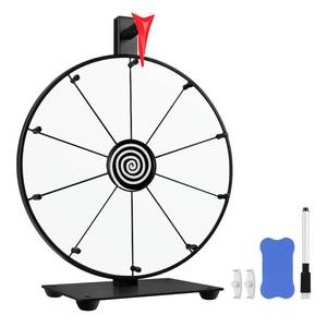lot 1014 image: Pionites 12 Inch 10 Slots Prize Wheel Tabletop or Wall Mount Fortune Spin with Dry Erase Marker and Eraser for Engaging Home Parties, Trade Show, Carnival Events (12 White) Retail $35.10