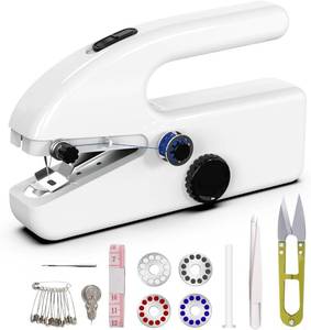 lot 1022 image: Aovly Handheld Sewing Machine,Two dear,Mini sewing machine,Easy to Use and Fast Stitch Suitable for Clothes,Fabrics, DIY Home Travel Electric Handheld Sewing Machine for Beginners(Porcelain white) Retail $44.99