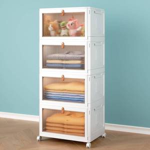 lot 1023 image: 4 Tier Stackable Plastic Storage Bins with Lid and Wheels - 23 QT Closet Organizers and Storage, Foldable Storage Containers, Organization and Storage Boxes for Craft, Home, Pantry, Office, Dorm Retail $48.74