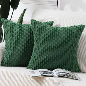 lot 1029 image: MADIZZ Pack of 2 Boho Corduroy Striped Throw Pillow Covers 14x14 Inch Green Soft Decorative Cushion Cover for Bedroom Sofa Pillow Shell Retail $17.56